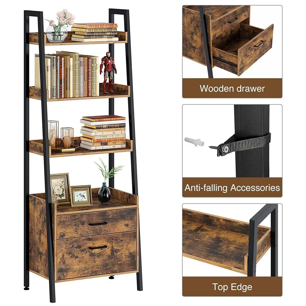 Wholesale Corner Bookshelf Library Book Rotate Wood Rack Living Room Furniture Manufacturer Ladder Bookcase Montessori Shelf