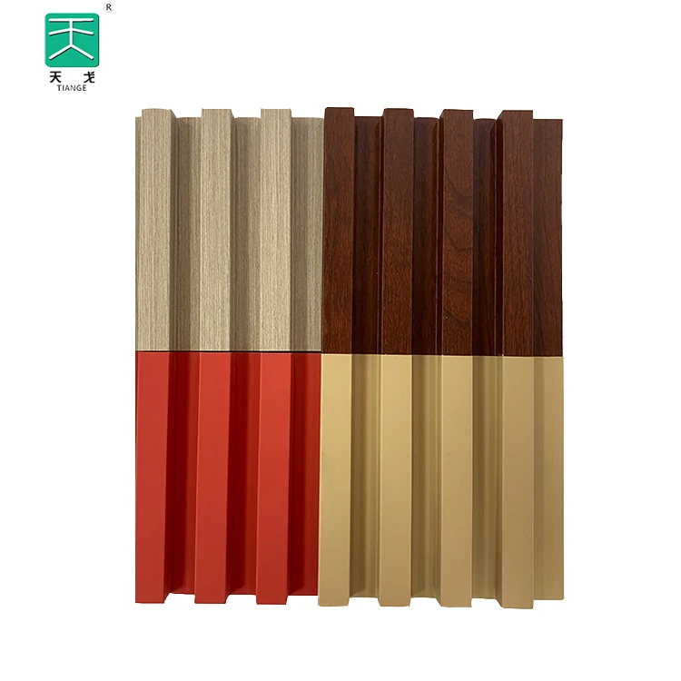TianGe Custom Apartment interior Fluted Headboard PVC finished Grey Wooden Slat Wall Panels