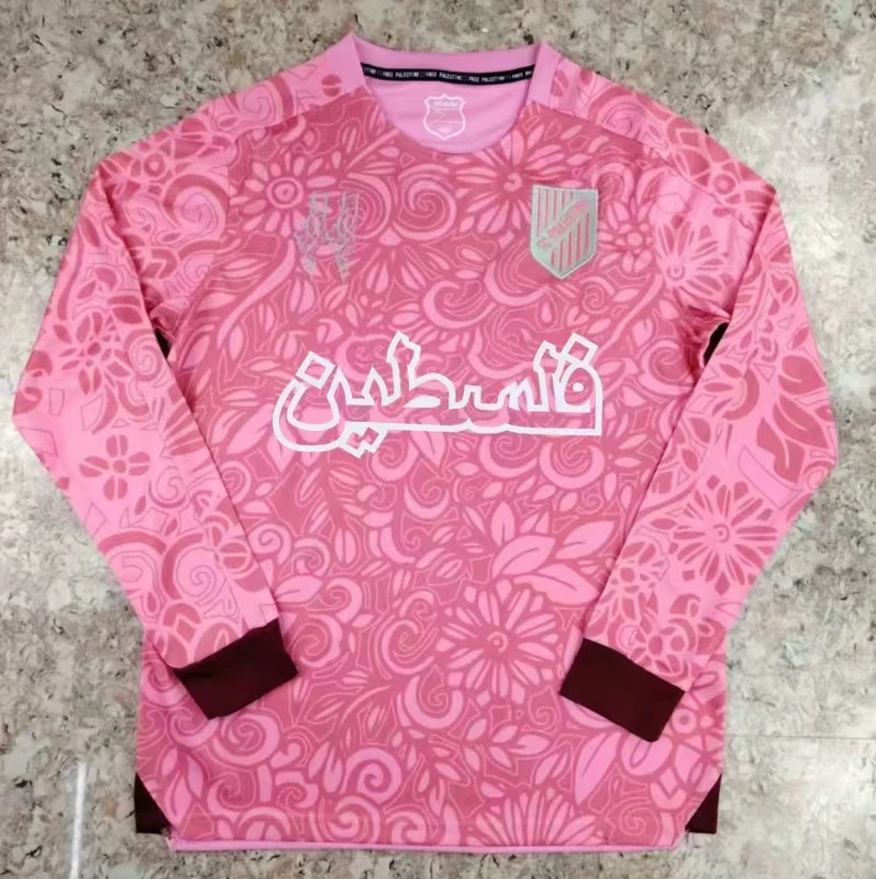 Hot Selling Promotion Palestine Club Long Sleeve Sports FC Pink Football  SoccerJersey 2024 For Adults