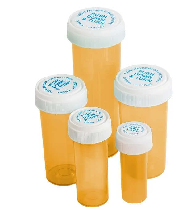 Empty capsule plastic bottles prescription medication vials 8Dr 13Dr 30Dr plastic pill packer bottle with childproof cap