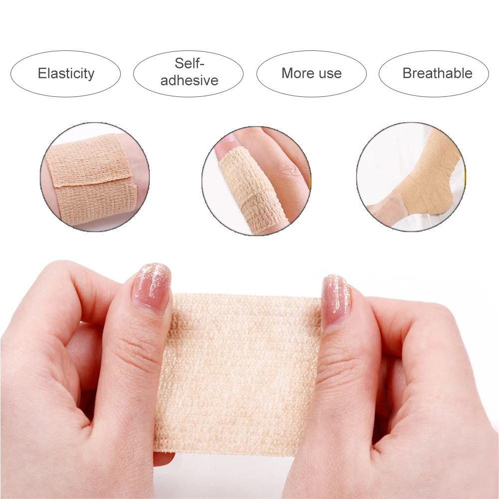 Self Adherent Cohesive Bandages First Aid Tape Elastic Self Adhesive Tape Vet Wrap for Cat, Dog