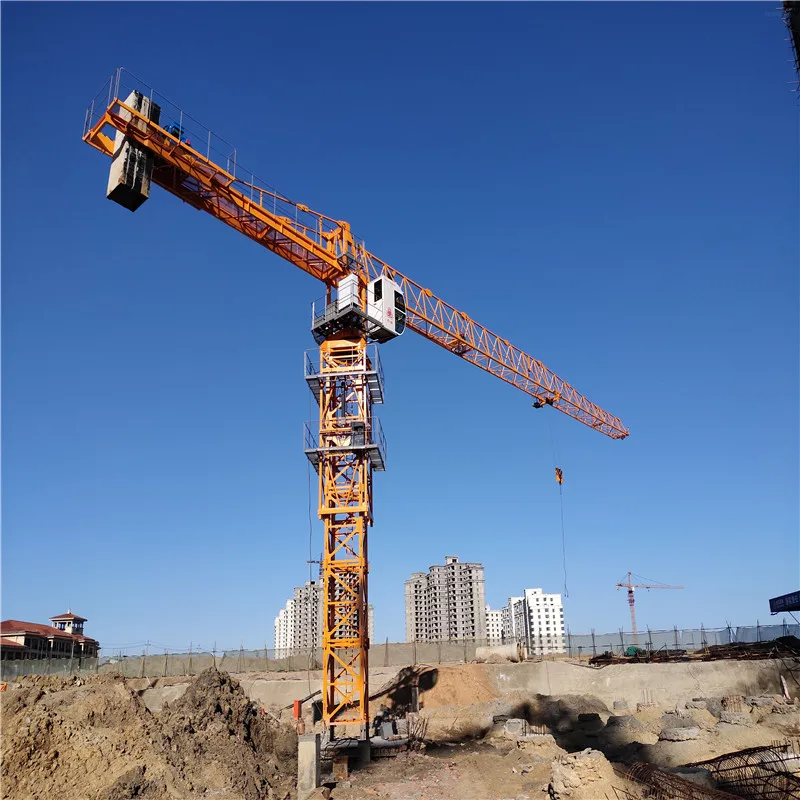 8 ton flattop tower crane 60M jib length HTP6020 yellow crane tower crane for sale