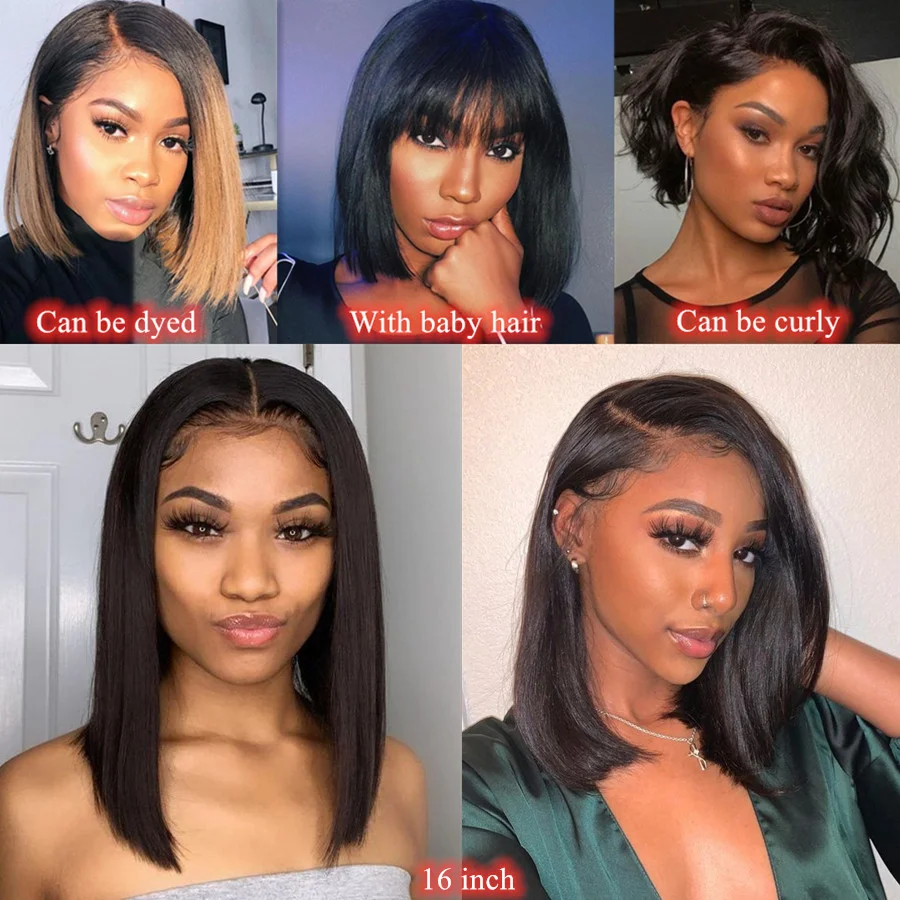 Most Popular T Part Human Hair Wig, Wholesale Price Mink Brazilian Hair Wig, Short Lace front Bob Wigs For All Women