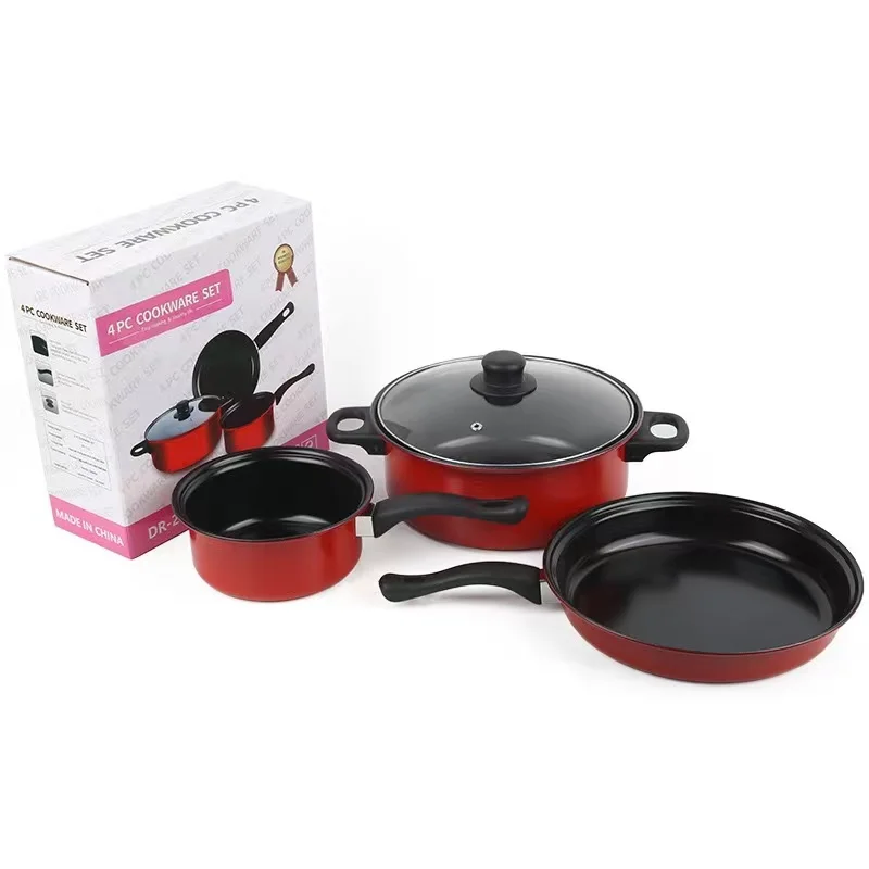 Home Kitchen Metal Iron Utensils Kitchen Cookware Set 3pieces Cookware Sets Pot Set Casserole Deep Fry Pan