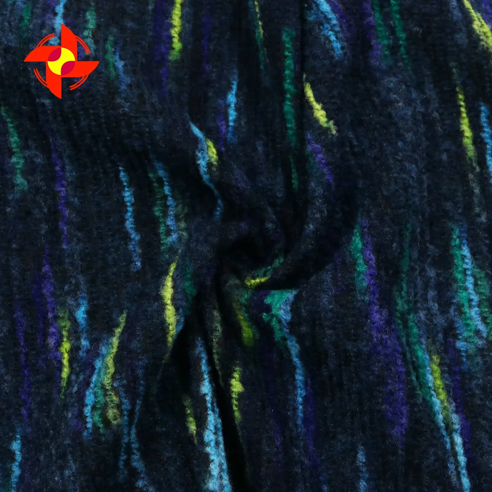 70% Polyester 30% Acrylic TC 280gsm Winter Fabric Fashionable Rainbow Color Polyester Acrylic Shawl Ripstop Style for Warm Coats