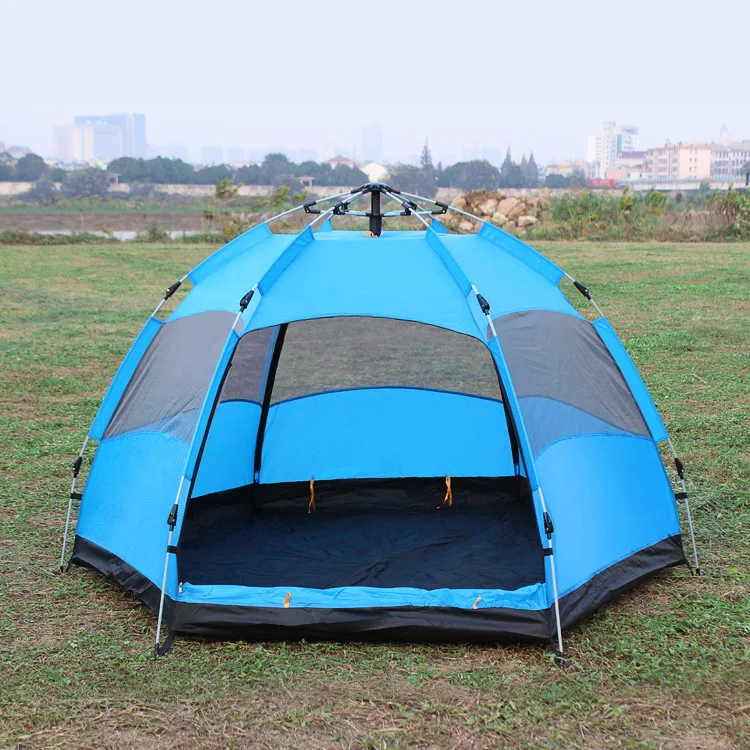 Factory Price Tent Waterproof Double Layer Sunshade 3-4 Person Custom Automatic Set Up Hiking Family Camping Tent Outdoor