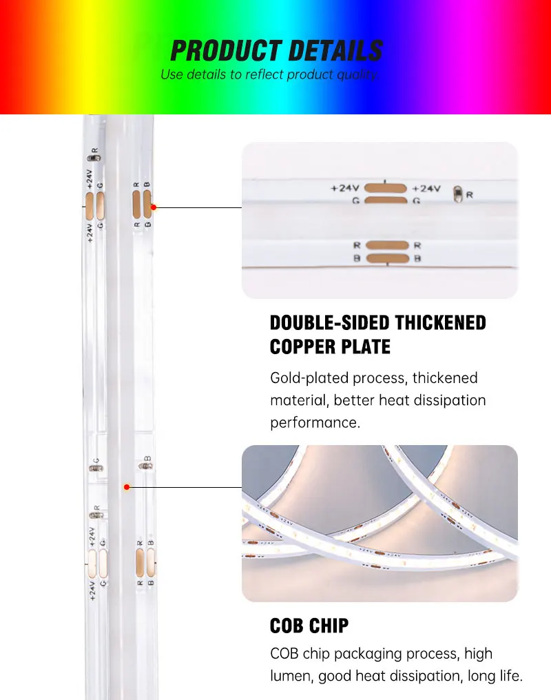 CCT zigbee RGB RGBW cob led strip light 24v 12V outdoor led strip light flexible waterproof led light strip with remote control