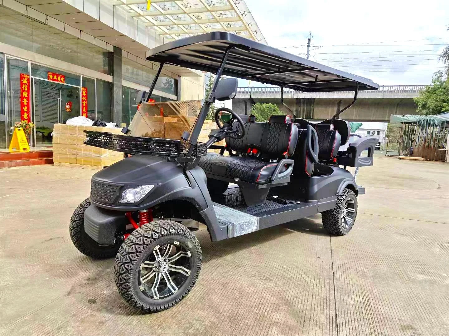 Street legal classic electric golf car 4 passenger, lihitum system off-road electric vehicle utility trailer