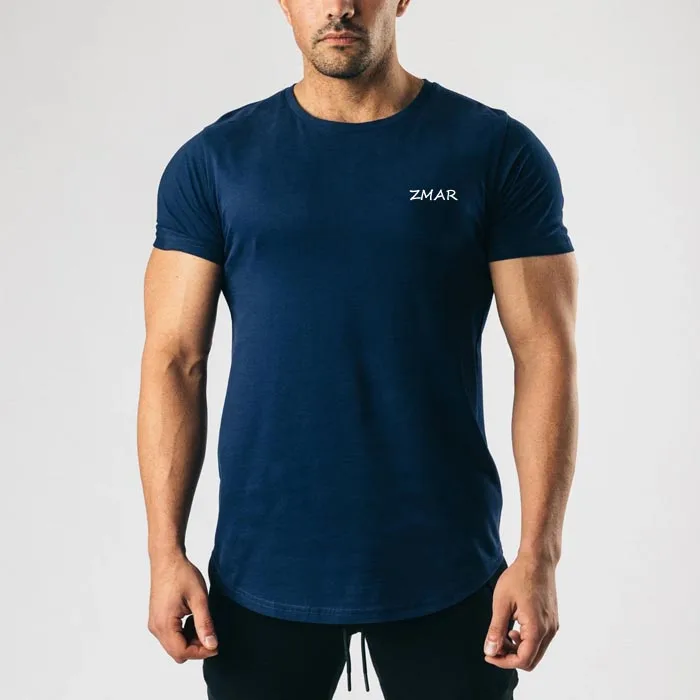 Wholesale male t shirt custom logo slim fit short sleeve cotton training t shirts