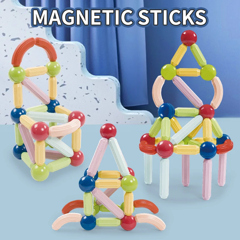 Unisex 3D Magnet Rods and Balls DIY Building Set Kids Magnetic ABS Plastic Toys EN71 Certified for Ages 5-7 Years