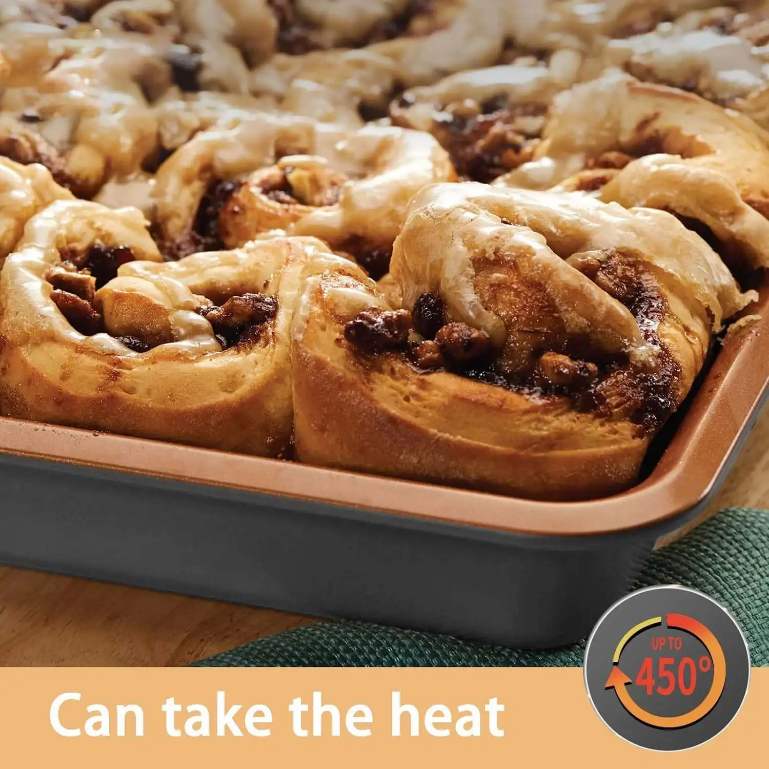 Cooper Color Nonstick Bakeware Set 5 Piece Baking Pan Cookie Sheet Set  Oven Safe Pans Baking Trays
