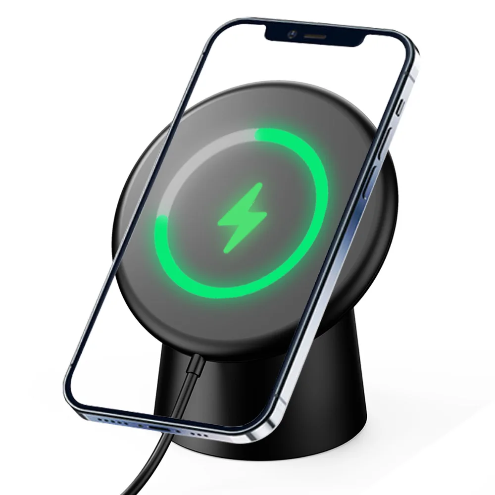 
15W Magnetic Wireless Charger Stand for IPhone 12 Magsafing Desktop Charger 