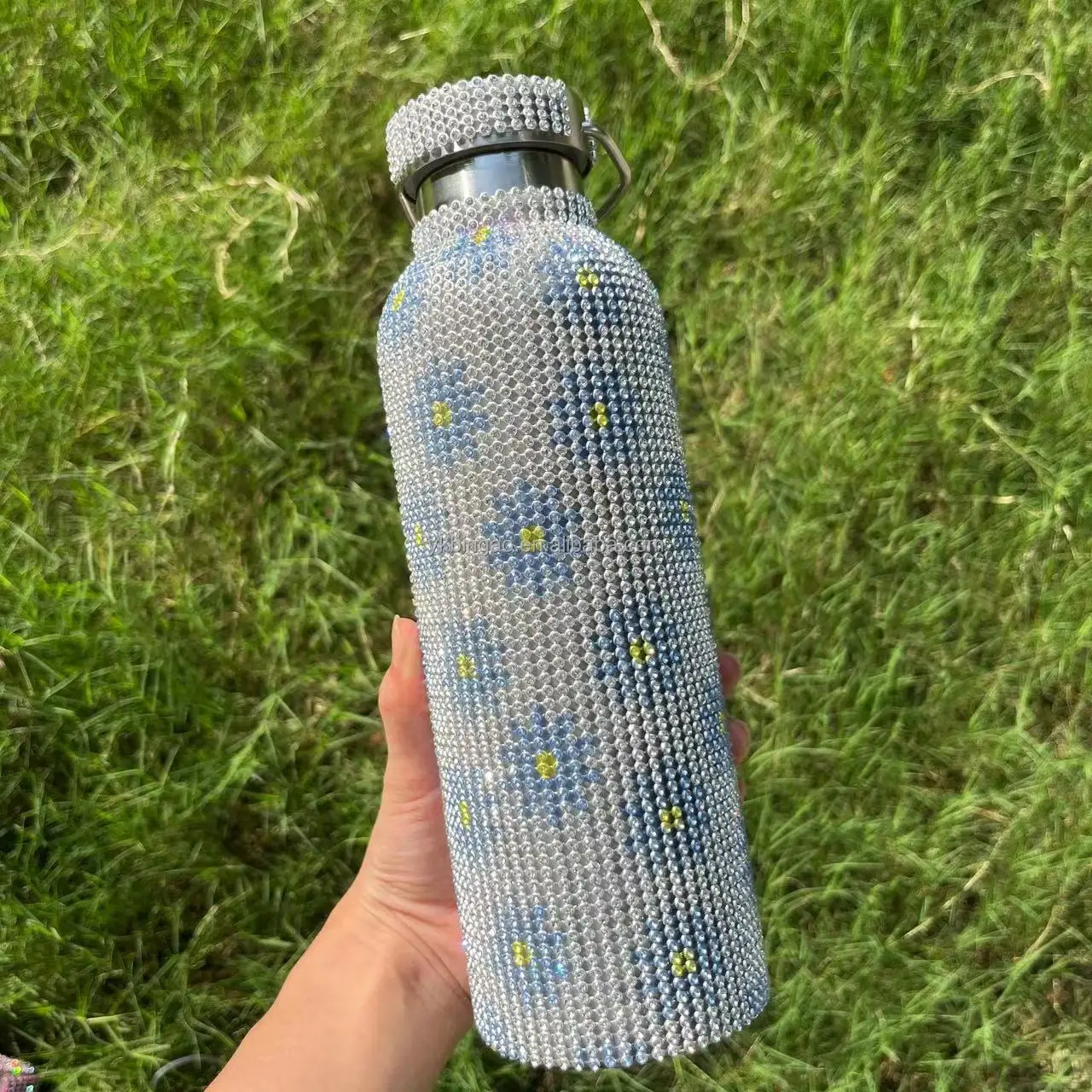 Customized Cup Stainless Steel Water Bottles Bling Full Rhinestone Coffee Cups flask