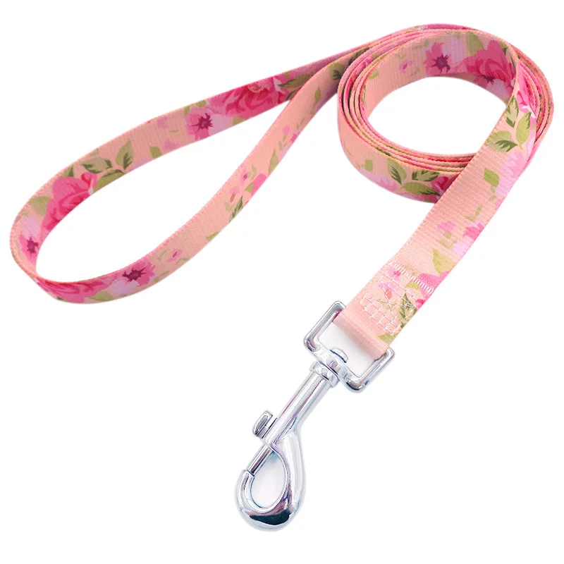 Cute Dog Leash, Sturdy Printed Floral Pattern Girl Pet Leashes for Walking Training Puppy Leash for Small, Medium and Large Dogs