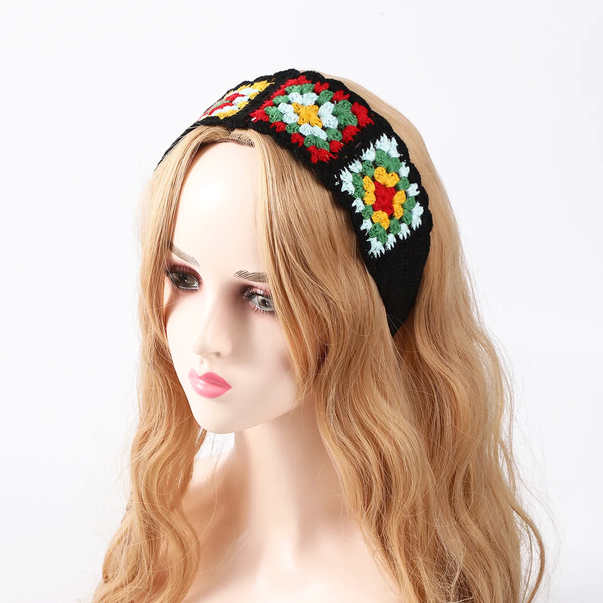 Hippie Hair Bandanas Boho Headband Knit Hair Bands Floral Crochet Headscarf hair bandana for women