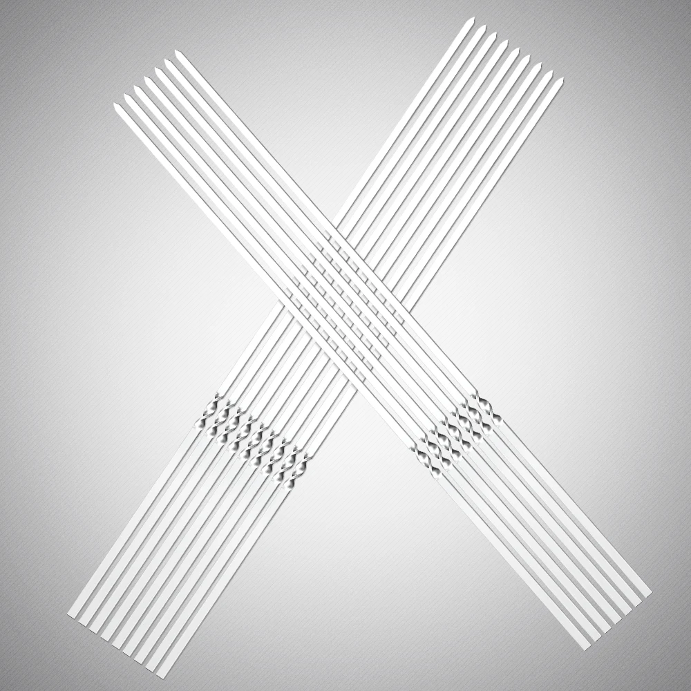 
10 Pieces New 16 Inches 40cm 304 Stainless Steel flat BBQ Skewer Long Metal Grilling Skewer Stick 