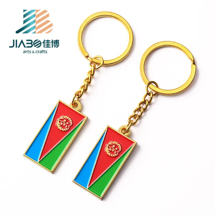 gold zinc alloy custom soft enamel Eritrea flag keychain metal