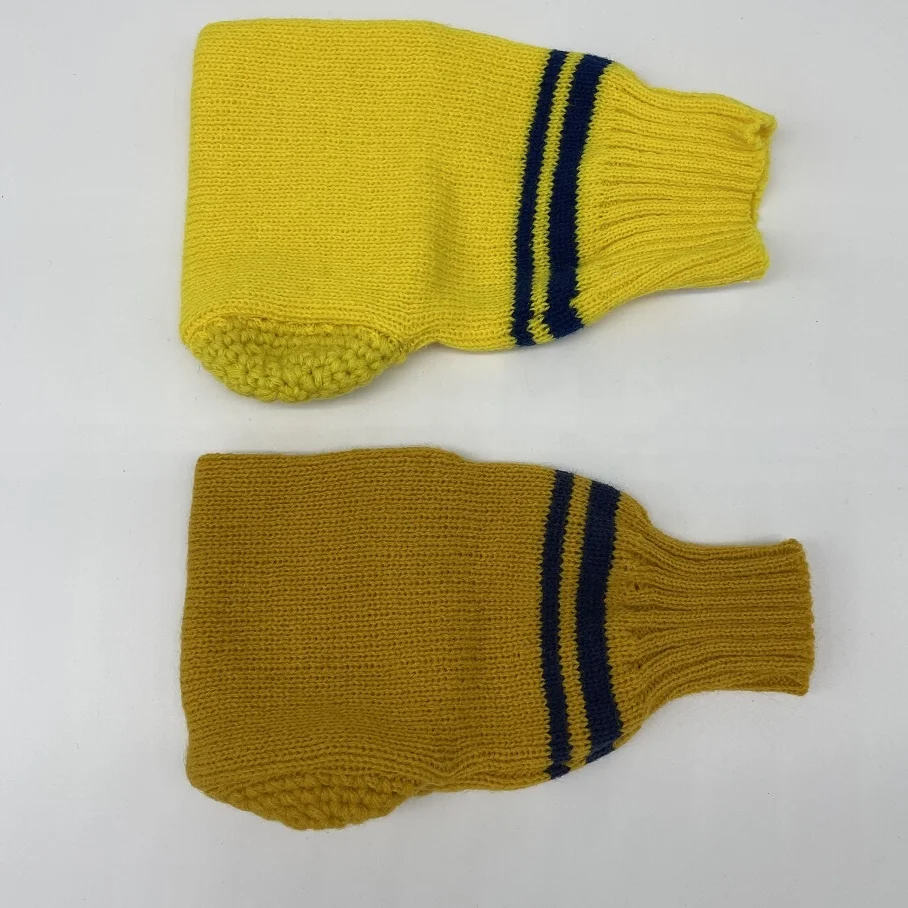 Beer Can Holder Mitten Stripe Beer Mitten Knit Bottle Cozie Yellow Beer Mitten