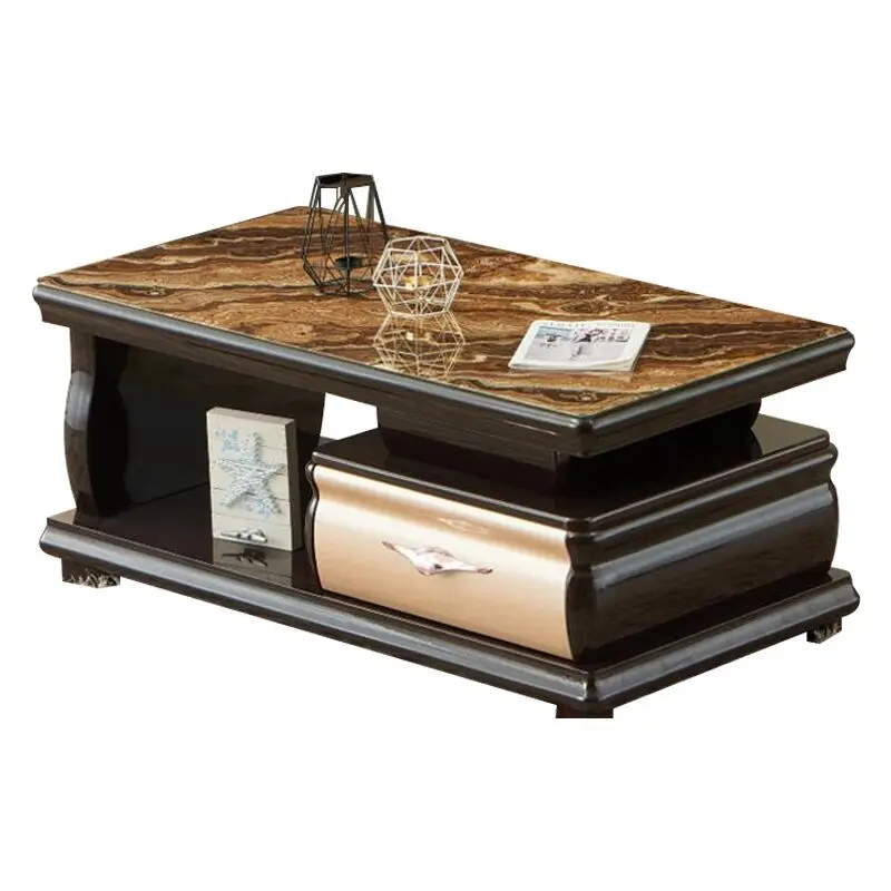 Chinese living room wood furniture design glass coffee tea table modern