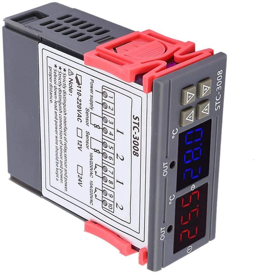 Dual Digital Incubator Thermostat Temperature Controller Two Relay Output Thermoregulator 10A Heating Cooling STC-3008