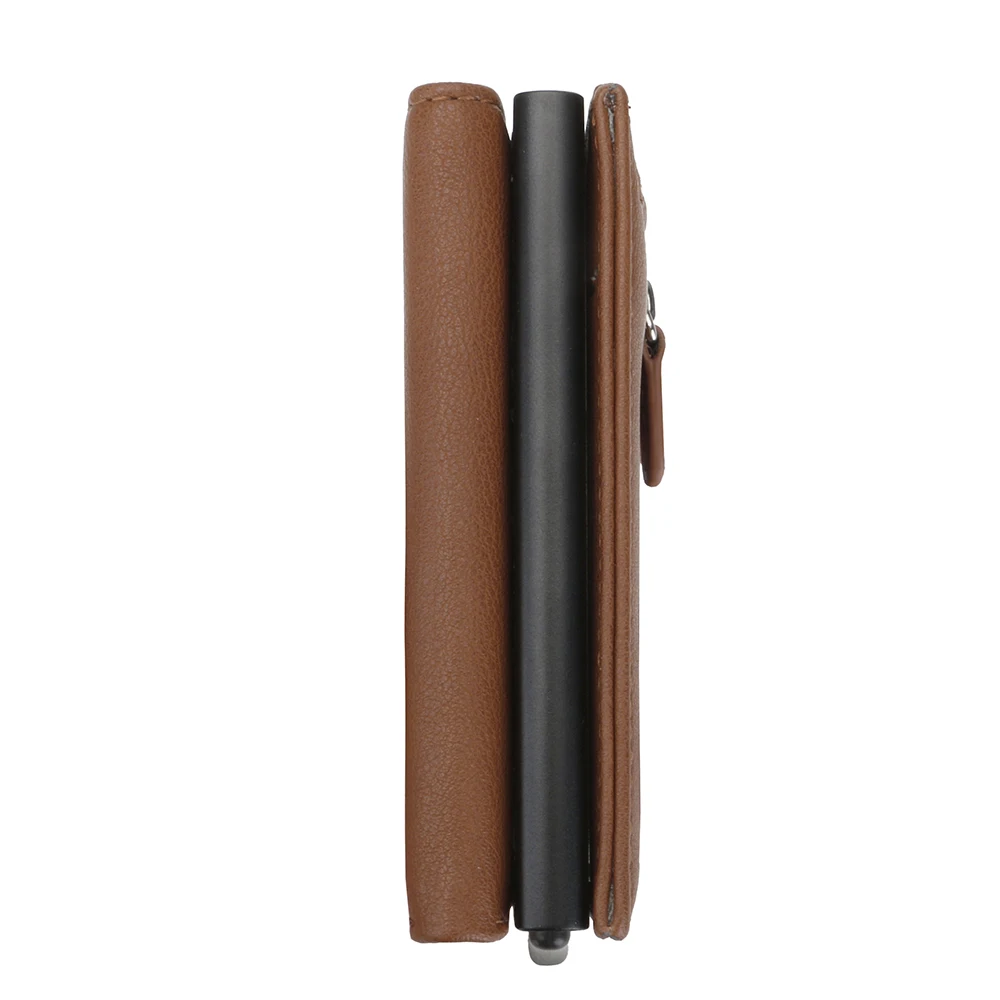 Minimalist Rfid Blocking Aluminium Case Pop Up Credit Card Holder Wallet PU Leather Aluminium Wallet For Men