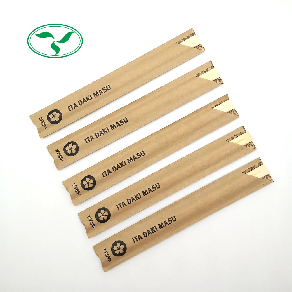 Eco-friendly Biodegradable Custom Paper Sleeve Disposable Tableware Bamboo Chopsticks