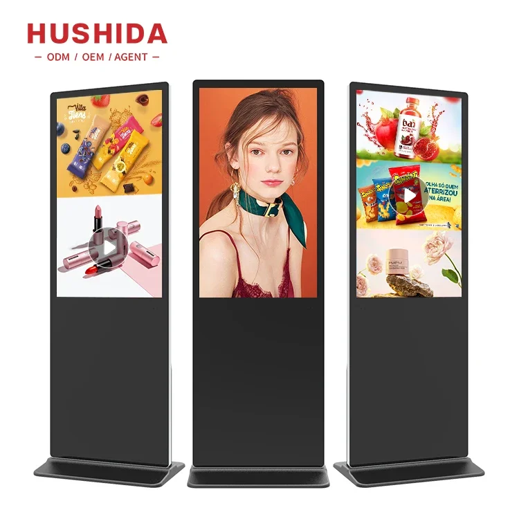 Floor Standing Vertical Tv Touch Screen Kiosk 55 Inch Small Screen Lcd Advertising Screen With High Resolution 4K