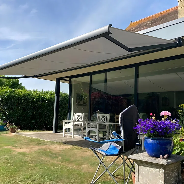 Outdoor Motorized Retractable Canopy Sunshade Crank Arm Retractable Cassette Awning Aluminum Patio Home Awning
