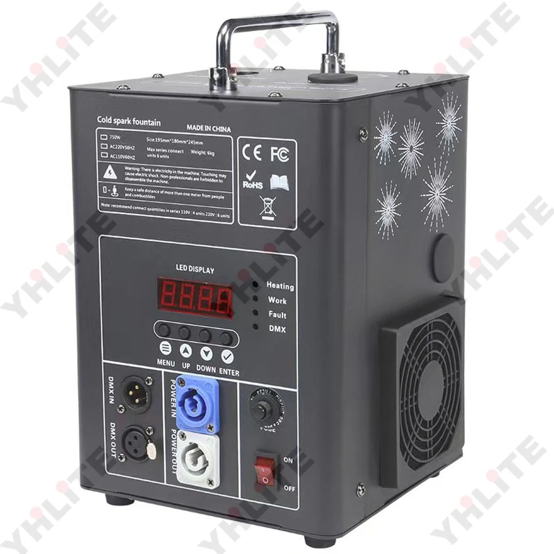 750w electric cold spark Machine 5-8 meters with remote control dmx512 stage wedding party spark machine