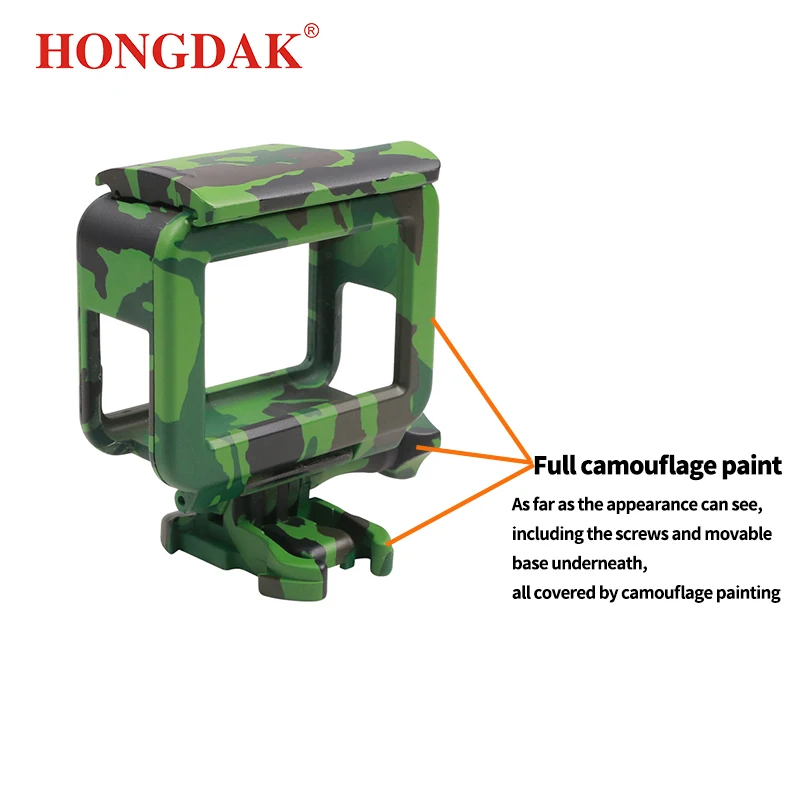 HONGDAK Protective Frame Case Shell Protector Housing Army Green +Lone Screw+ Base Mount For GoPro Hero 5 6 7 Camera Accessories