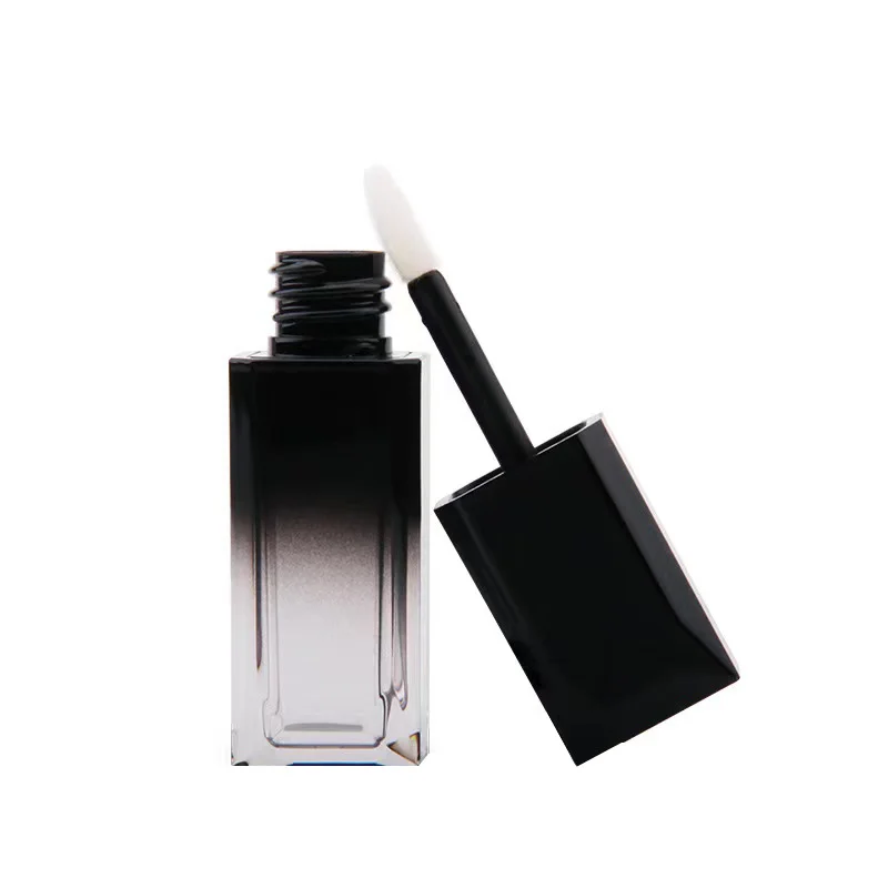 Square shape gradient black lip gloss tube container PET lipstick tube