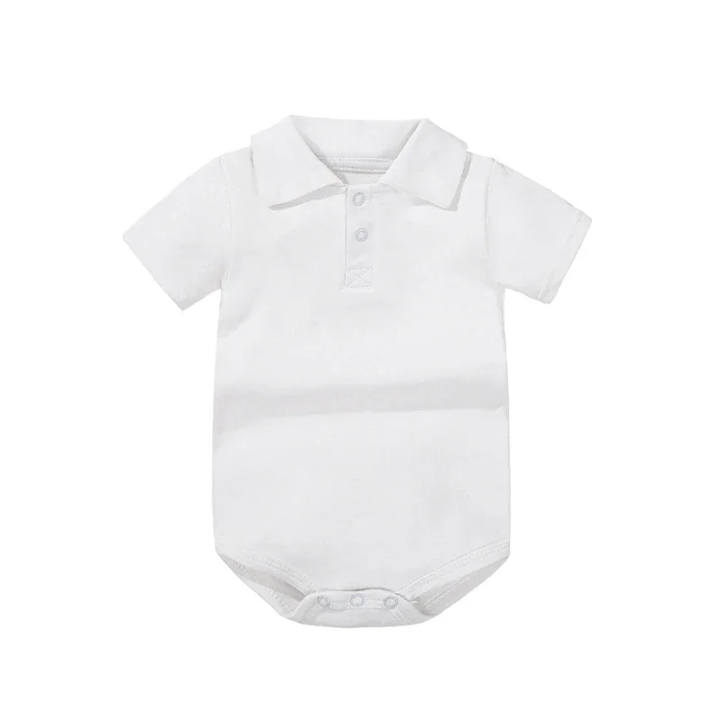 organic cotton short sleeve Polo collar baby body suit jumpsuit Newborn Polo shirt Romper
