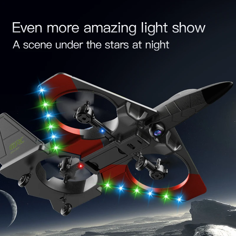 New V27 RC Glider Remote Control Drones 4K HD Camera Rc Airplane 6CH EPP Foam Trick Fighter LED Light Toys for Children Adults
