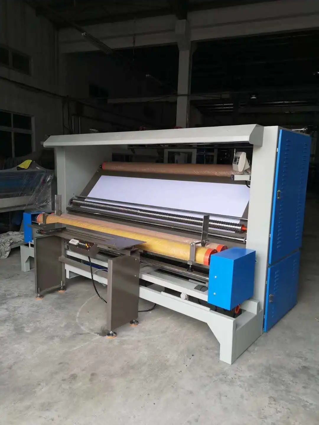 Fabric rolling machine with cutting device & scale /fabric inspection machine for open width and tubular fabric made in China