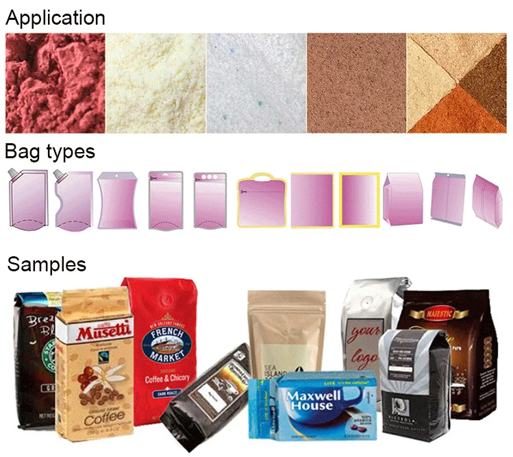 Masala Chilli Spice Flour Protein Milk Powder Coffee Powder Horizontal Premade Standing Ziplock Doypack Pouch Packing Machine