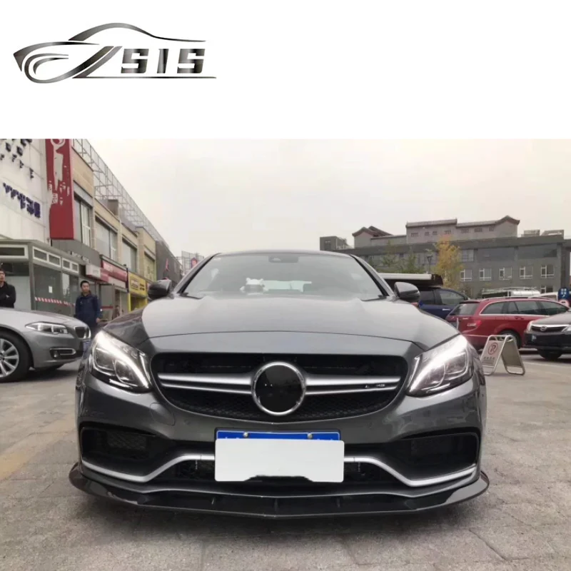 High Quality C class W205 C63 Coupe B Style Carbon Fiber Material Front Bumper Lip Fit For W205 C63S Body Kit Car Diffuser
