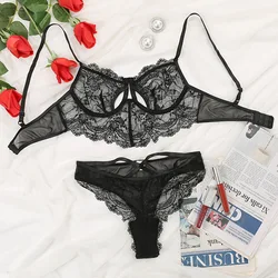 Sexy Hot Fashion Show Women Underwear Lace Black Sexy Lingerie 2 Pieces Pantie And Bra Sets Women Sexy Shaper Lingerie
