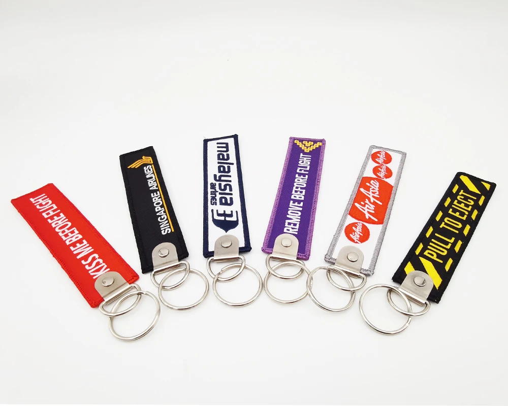 Customized brand embroidery key chain motorcycle car biker cycling key ring custom logo embroidered keychain