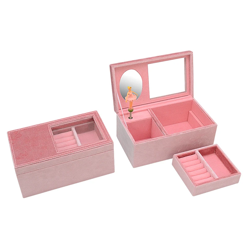 Amazon Best Sale Christmas Carousel Dancing Ballerina Pu Leather Jewelry Music Box