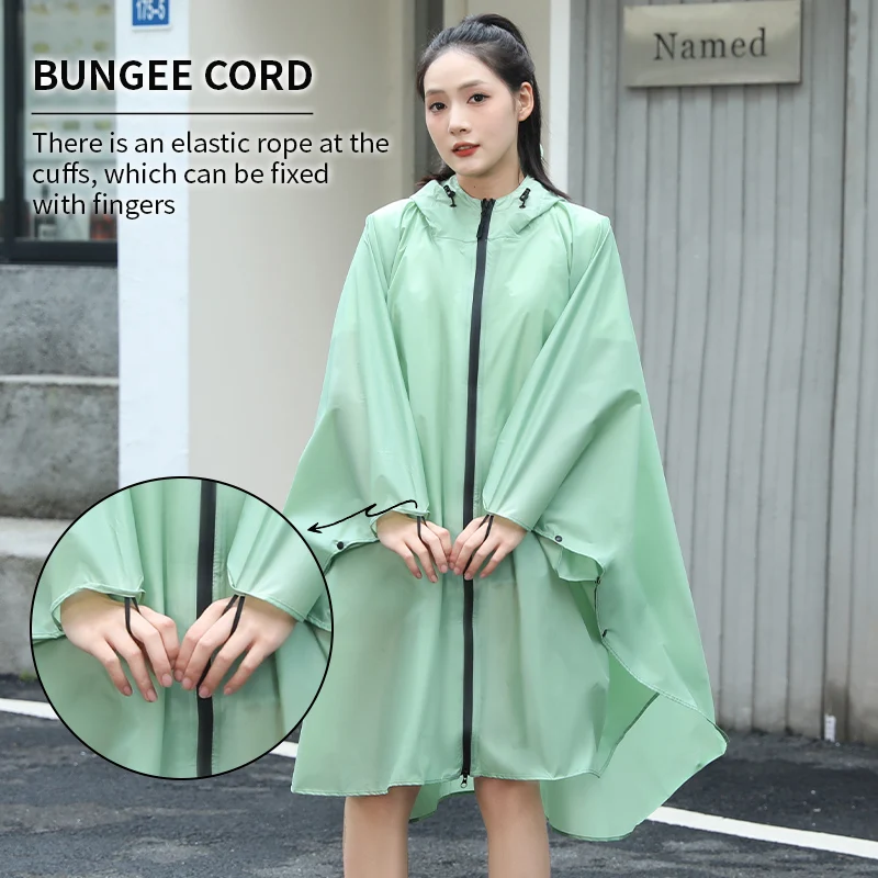 Custom Logo Adult Square Raincoat 100% Waterproof Black Reusable oxford Rain Poncho With Watertight Hood