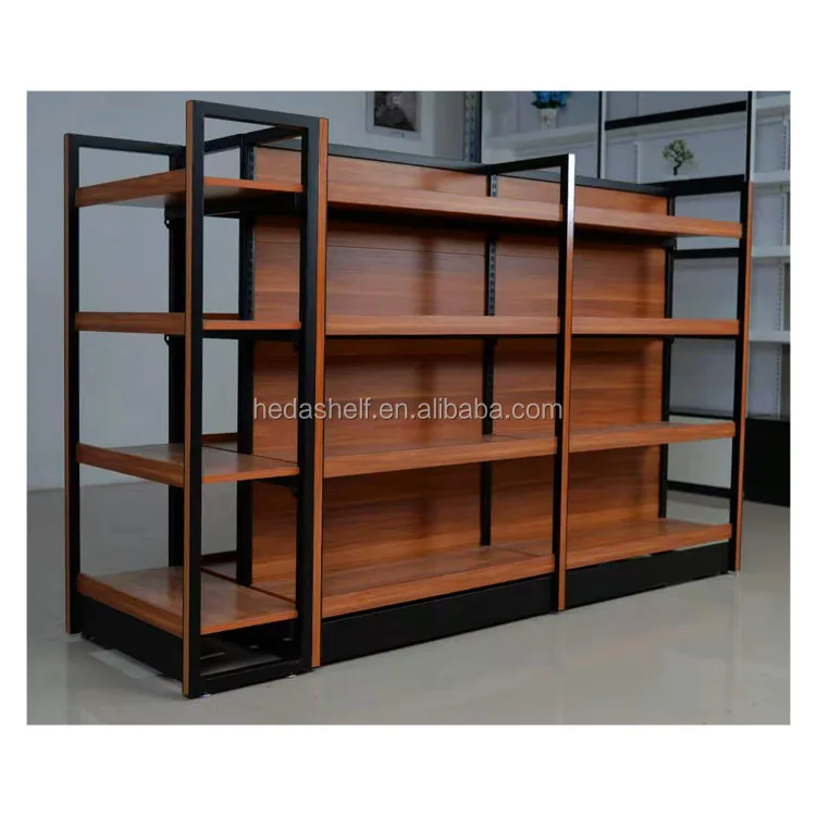 Modern factory price store shelving display racks rustic wooden shelves Storage Shelf for supermarket