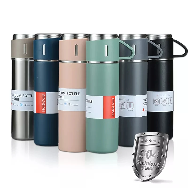 Custom Logo Portable Business 500ml vacuum flask set gift box Stainless Steel Thermal Coffee And Tea Flask Water Bottle