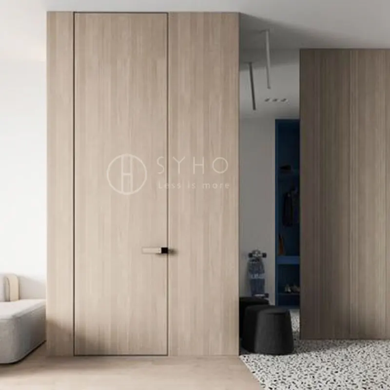 SYHO Frameless Secret Invisible Flush Wooden Door Interior Hidden Doors With Smart Lock
