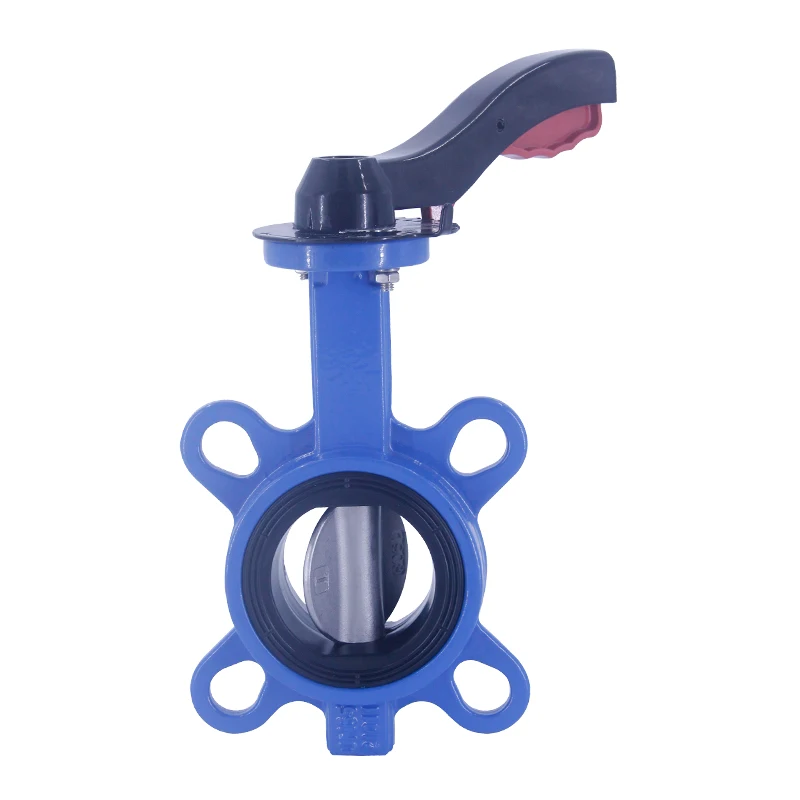 DN50 PN10/16/25 Ductile Iron Cast Iron Body Lugged handle manual Wafer End Type Butterfly Valve