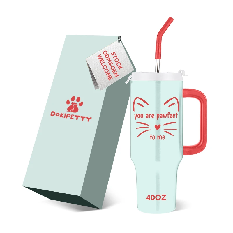 Everich  Latest Beer Cups Blank 40oz Stainless Steel Vacuum Insulated Tumbler with handle Travel Mug for Pet Lovers