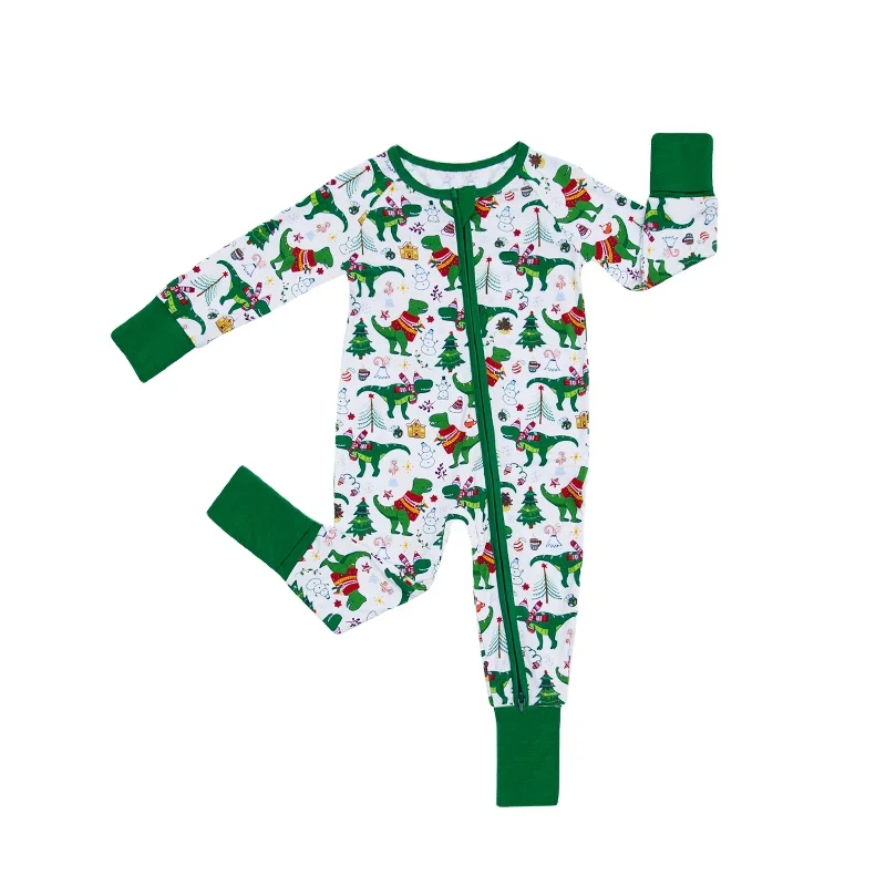 Leotard Rompers Jumpsuit Set Wholesale Winter Overalls Clothing Onesie Romper Bamboo Zip up Long Sleeve Christmas Baby Boy Girl