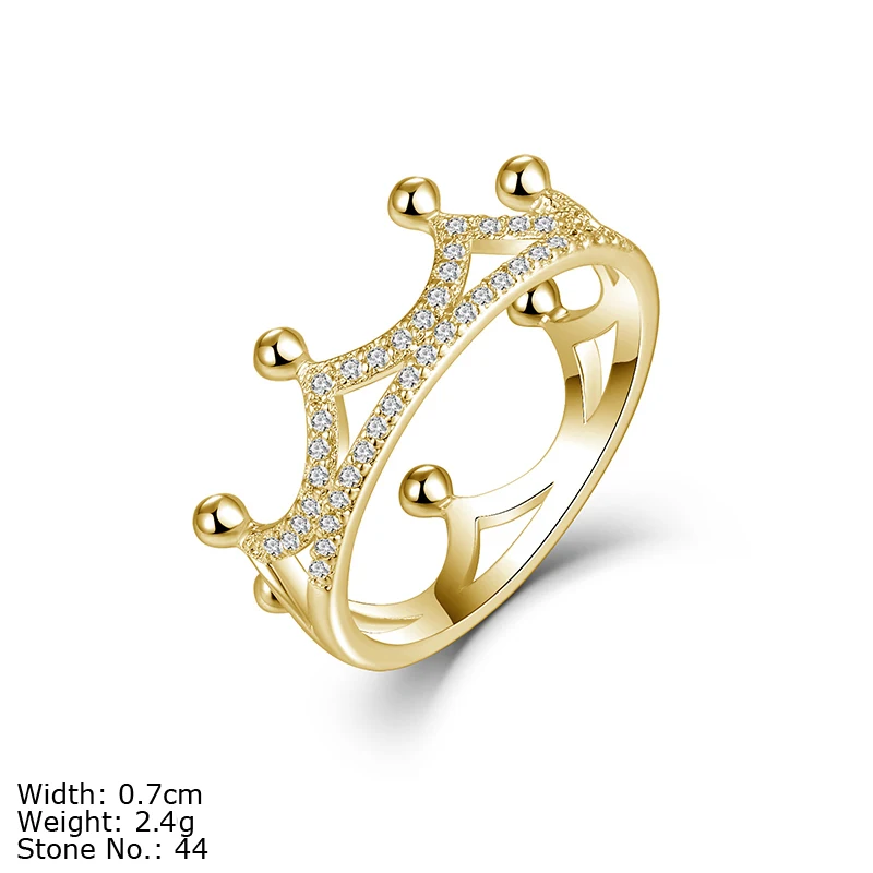 Оптовая Продажа 18k Позолоченные 925 стерлингового серебра кубического циркония модные ювелирные изделия Корона Кольца