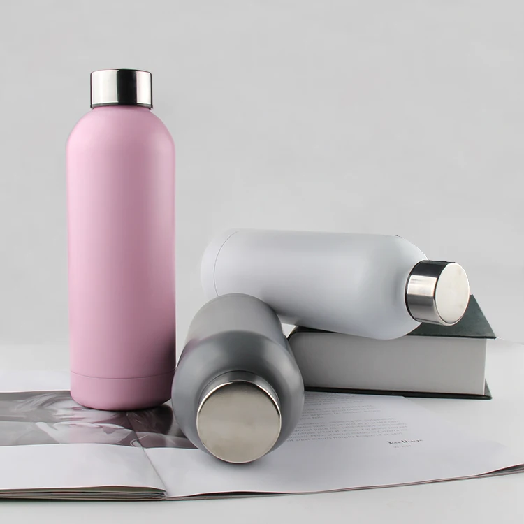 
New Arrival Sport Portable Double Walled Thermos Tumbler Custom Stainless Steel Water Bottle 500ml With Rubber Strap 