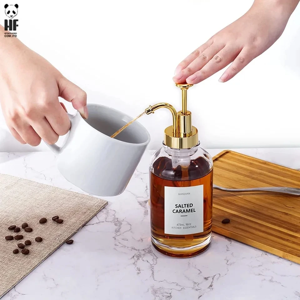 Gold coffee syrup dispenser pump and honey dispenser,dispenser for olive oil