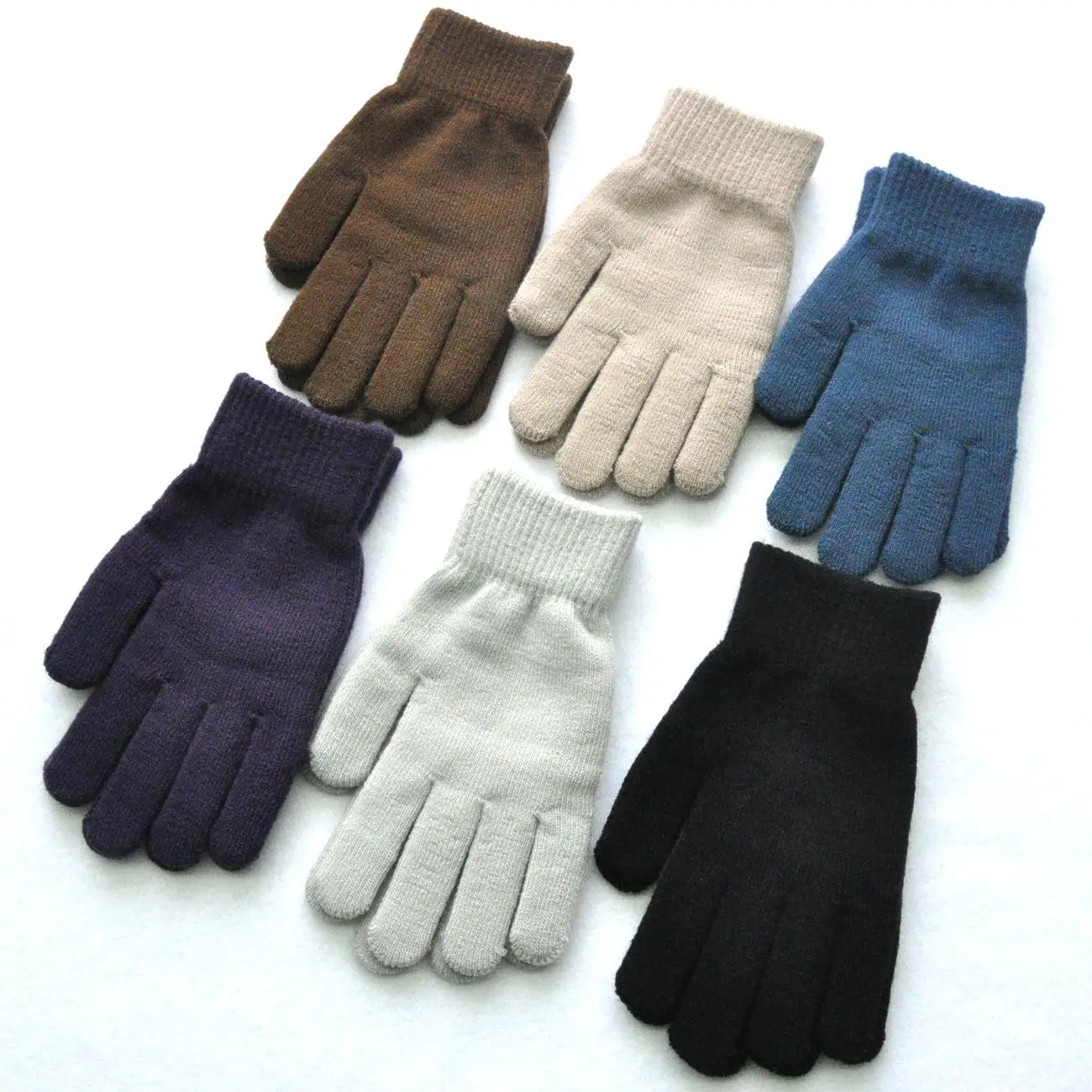 Wholesale Women Men Fleece Lined Thicken Acrylic Woolen Knitted Gloves Outdoor Casual Winter Knitted Gloves